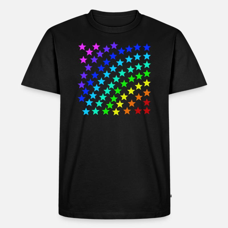 Sterne bunt Regenbogen Geschenkidee - Männer Premium Bio T-Shirt - Schwarz