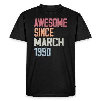 1990 Mars Naissance Anniversaire Mars 1990 Cadeau - T-shirt Premium bio Homme - noir - Devant - Nico (187cm)