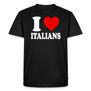 I Love Italians Heart Funny Witty - Men's Premium Organic T-Shirt - black - Front - Nico (187cm)