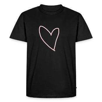 Coeur Rose Idée Cadeau Amour Amoureux - T-shirt Premium bio Homme - noir - Devant - Nico (187cm)