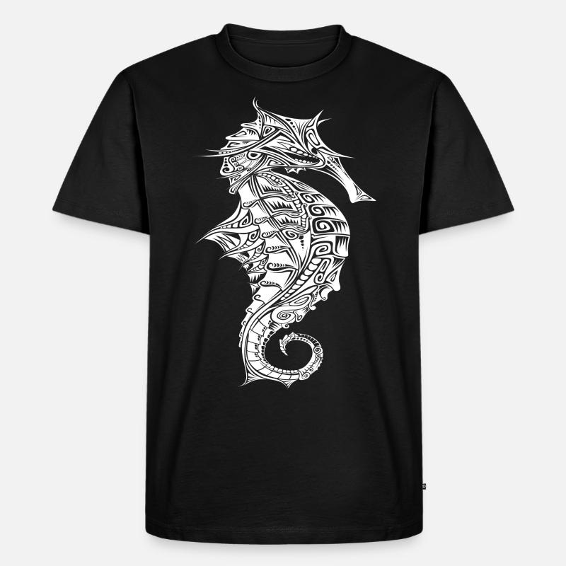 Seepferdchen - Männer Premium Bio T-Shirt - Schwarz