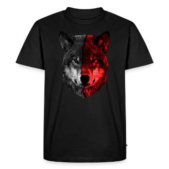loup chien polygone noir rouge - T-shirt Premium bio Homme - noir - Devant - Nico (187cm)