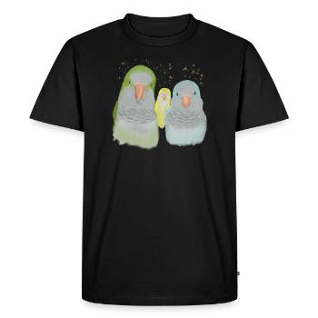 Famille de perruches moines - T-shirt Premium bio Homme - noir - Devant - Nico (187cm)