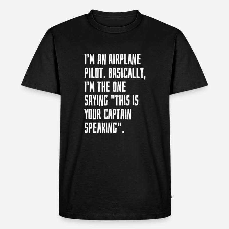 Flugzeugpilot - Männer Premium Bio T-Shirt - Schwarz
