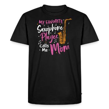 Mon saxophoniste préféré m’appelle maman - Mère - T-shirt Premium bio Homme - noir - Devant - Nico (187cm)