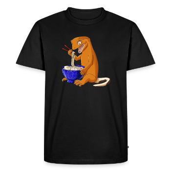 Funny Japanese Kawaii Ramen Reptile Crested Gecko - Men's Premium Organic T-Shirt - black - Front - Nico (187cm)