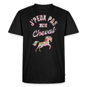 J'Peux Pas J'Ai Cheval - T-shirt Premium bio Homme - noir - Devant - Nico (187cm)