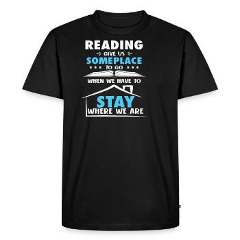 Mon livre sent mieux que votre tablette - T-shirt Premium bio Homme - noir - Devant - Nico (187cm)