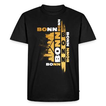 Bonn Allemagne Ville Skyline Police Or - T-shirt Premium bio Homme - noir - Devant - Nico (187cm)