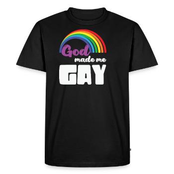 LBGT Flag Gay Pride Human God made me Gay - Men's Premium Organic T-Shirt - black - Front - Nico (187cm)