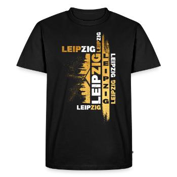 Leipzig Allemagne City Skyline Police Or - T-shirt Premium bio Homme - noir - Devant - Nico (187cm)
