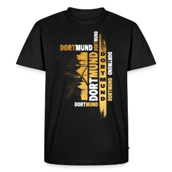 Dortmund Germany City Skyline Font Gold - Men's Premium Organic T-Shirt - black - Front - Nico (187cm)