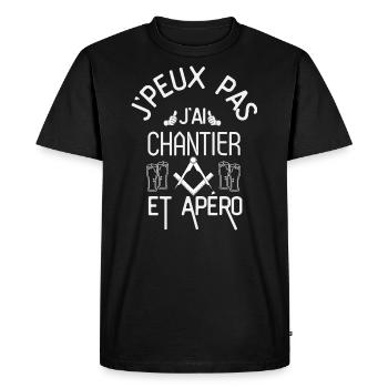 J Peux Pas J Ai Chantier et Apéro - T-shirt Premium bio Homme - noir - Devant - Nico (187cm)