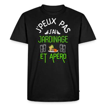 J Peux Pas J Ai Jardinage et Apéro - T-shirt Premium bio Homme - noir - Devant - Nico (187cm)