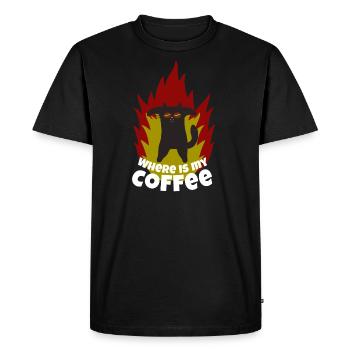 Coffee Cat Morning Grouch Coffee Bean Fire - Men's Premium Organic T-Shirt - black - Front - Nico (187cm)