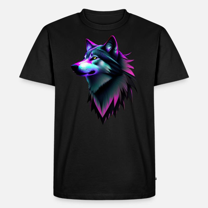 Wolf - Männer Premium Bio T-Shirt - Schwarz