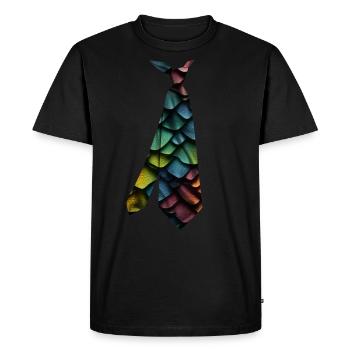 Printed necktie t-shirt colorful scale pattern - Men's Premium Organic T-Shirt - black - Front - Nico (187cm)