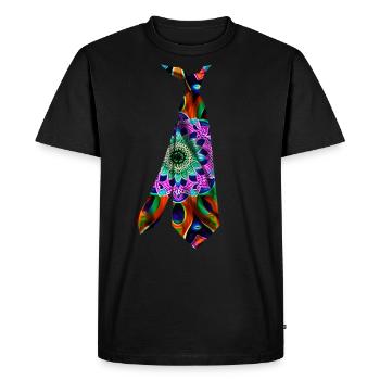 Colorful printed necktie t-shirt design mandala - Men's Premium Organic T-Shirt - black - Front - Nico (187cm)