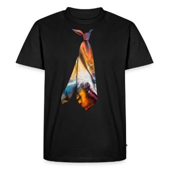 Colorful Printed Necktie T-Shirt Grainy Texture - Men's Premium Organic T-Shirt - black - Front - Nico (187cm)