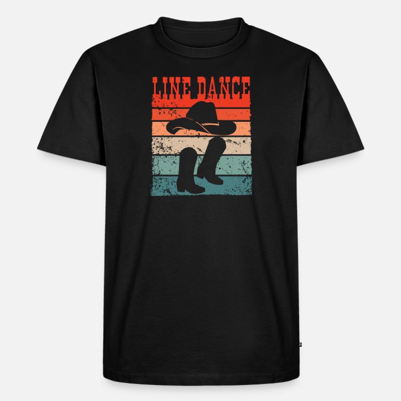 Line Dance tanzen Retro | Linedance - Männer Premium Bio T-Shirt - Schwarz