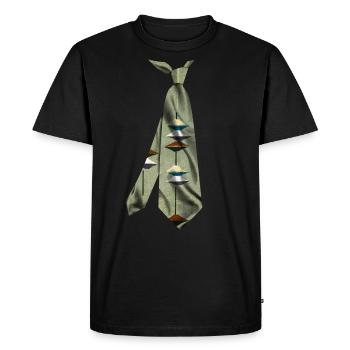 Printed necktie t-shirt japanese woodblock print - Men's Premium Organic T-Shirt - black - Front - Nico (187cm)