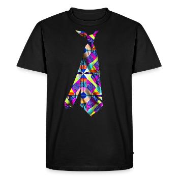 Colorful Printed Necktie T-Shirt Mosaic Pattern - Men's Premium Organic T-Shirt - black - Front - Nico (187cm)