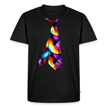 Cravate t-shirt imprimée en couleur idée cadeau - T-shirt Premium bio Homme - noir - Devant - Nico (187cm)