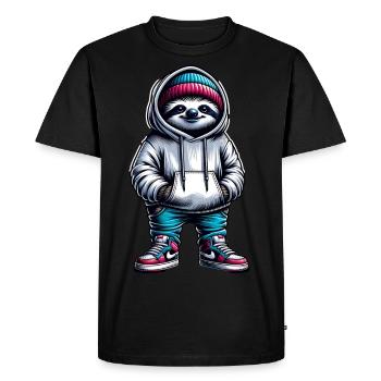 Paresseux cool avec sweat à capuche et baskets - T-shirt Premium bio Homme - noir - Devant - Nico (187cm)