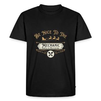 Soyez gentil avec le mécanicien que le Père Noël regarde - T-shirt Premium bio Homme - noir - Devant - Nico (187cm)