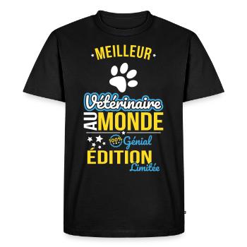 World's Best Vet - 100% Awesome - Men's Premium Organic T-Shirt - black - Front - Nico (187cm)
