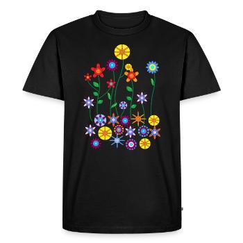 Fleurs colorées - T-shirt Premium bio Homme - noir - Devant - Nico (187cm)