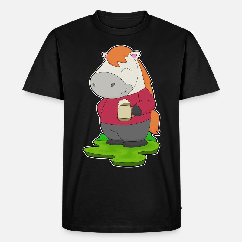 Pferd Bier - Männer Premium Bio T-Shirt - Schwarz