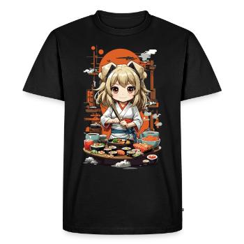 Kawaii Anime Sushi Girl Streetwear Food Design - T-shirt Premium bio Homme - noir - Devant - Nico (187cm)