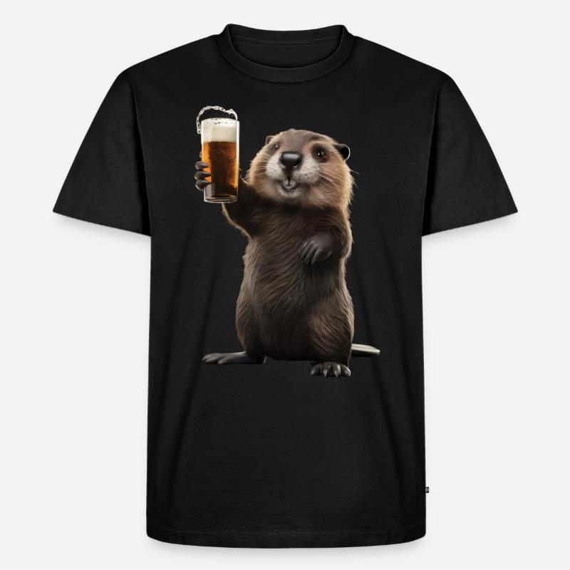 Biber Bier - Männer Premium Bio T-Shirt - Schwarz
