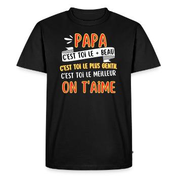 T-shirt Cadeau Noel Papa On T aime - T-shirt Premium bio Homme - noir - Devant - Nico (187cm)