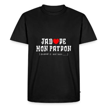 J ADORE MON PATRON - T-shirt Premium bio Homme - noir - Devant - Nico (187cm)