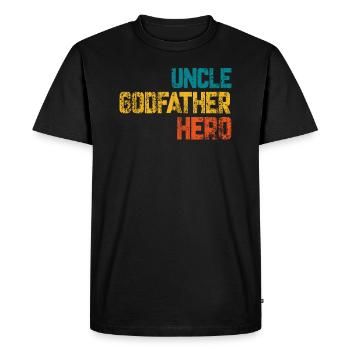 Cadeau UNCLE DODFATHER HERO - T-shirt Premium bio Homme - noir - Devant - Nico (187cm)