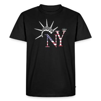 USA New York Flag Statue of Liberty Gift - Men's Premium Organic T-Shirt - black - Front - Nico (187cm)