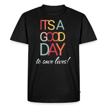 It's a good day to save lives - Men's Premium Organic T-Shirt - black - Front - Nico (187cm)