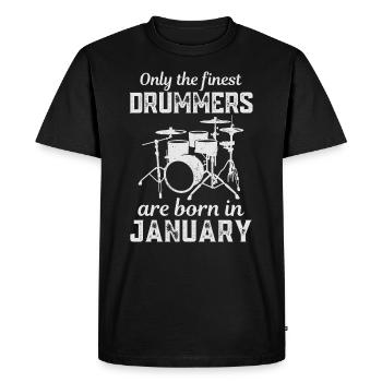 Drummers Born In January Birthday Drummer - Men's Premium Organic T-Shirt - black - Front - Nico (187cm)