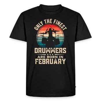 Drummers Born In February Birthday Drummer - Men's Premium Organic T-Shirt - black - Front - Nico (187cm)
