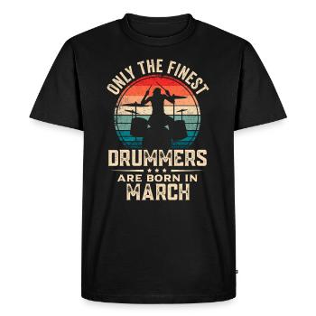 Batteurs nés en mars Batteur d’anniversaire - T-shirt Premium bio Homme - noir - Devant - Nico (187cm)