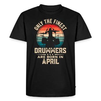 Drummers Born In April Birthday Drummer - Men's Premium Organic T-Shirt - black - Front - Nico (187cm)