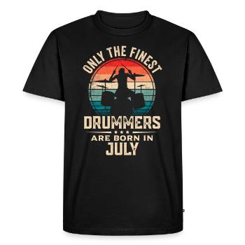 Drummers Born In July Birthday Drummer - Men's Premium Organic T-Shirt - black - Front - Nico (187cm)