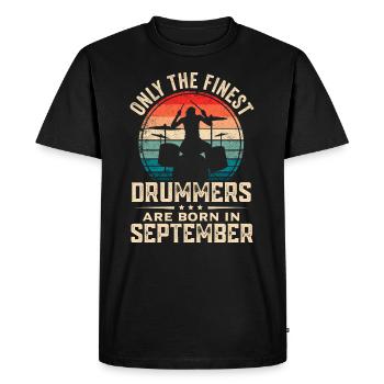 Drummers Born In September Birthday Drummer - Men's Premium Organic T-Shirt - black - Front - Nico (187cm)