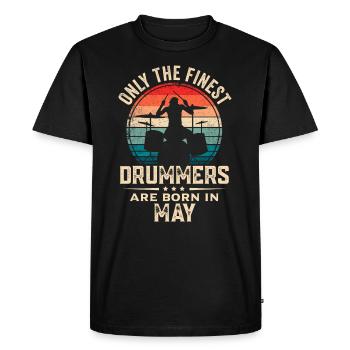 Drummers Born In May Birthday Drummer - Men's Premium Organic T-Shirt - black - Front - Nico (187cm)