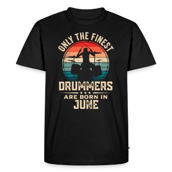 Drummers Born In June Birthday Drummer - Men's Premium Organic T-Shirt - black - Front - Nico (187cm)