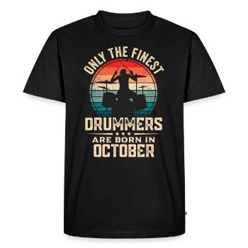 Drummers Born In October Birthday Drummer - Men's Premium Organic T-Shirt - black - Front - Nico (187cm)