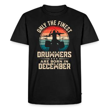 Drummers Born In December Birthday Drummer - Men's Premium Organic T-Shirt - black - Front - Nico (187cm)