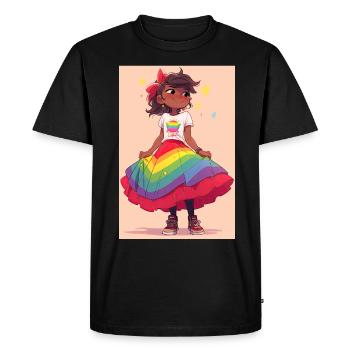 Expressions habilitées : Fille noire avec LGTBQ+ - T-shirt Premium bio Homme - noir - Devant - Nico (187cm)